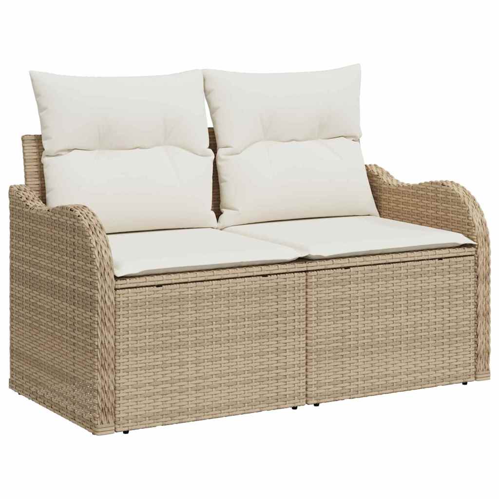 Garten-Sofa-Set mit Kissen mit Speicher 4 pcs Beige Poly Rattan